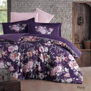 Set lenjerie pat king size PERA, bumbac, mov/roz, 240x260 cm, cu cearc