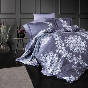 Set lenjerie pat king size MELROSE V2, bumbac, mov/alb, 240x260 cm, cu