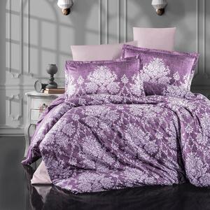 Set lenjerie pat king size VEROKA V2, bumbac, alb/mov, 240x260 cm, cu