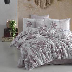 Set lenjerie pat king size FREDA, bumbac, alb/roz pudra, 240x260 cm, c