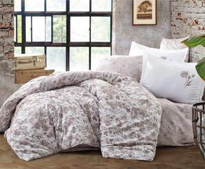 Set lenjerie pat king size OLAVA V2, bumbac, alb/bej, 240x260 cm, cu c
