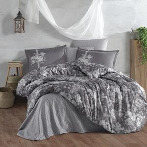 Set lenjerie pat clasy king size MONICA V2, bumbac, gri, 240x260 cm, c