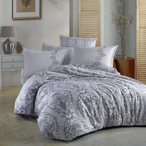 Set lenjerie pat clasy king size OLINDA, bumbac, gri, 240x260 cm, cu c