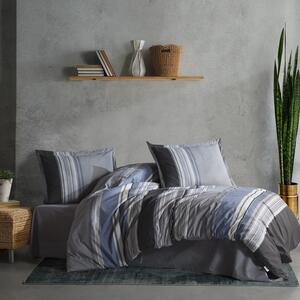 Set lenjerie pat clasy king size DUKO V2, bumbac, gri/albastru, 240x26