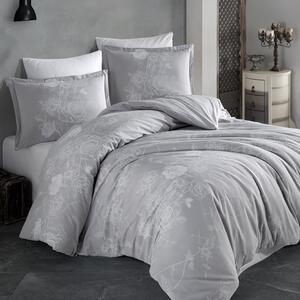 Set lenjerie pat clasy king size ARNOR V2, bumbac, gri/alb, 240x260 cm