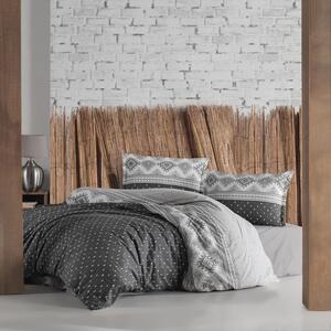 Set lenjerie pat clasy king size ASTERA, bumbac, gri, 240x260 cm, cu c