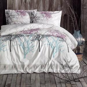 Set lenjerie pat clasy king size MIDAS V1, bumbac, alb, 240x260 cm, cu