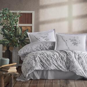 Set lenjerie pat clasy king size MESSINA, bumbac, gri, 240x260 cm, cu
