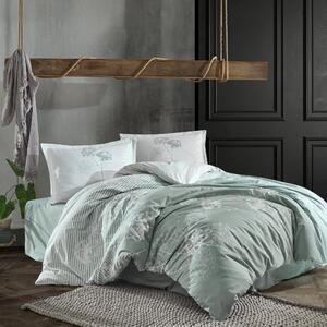 Set lenjerie pat clasy king size LUVI, bumbac, alb/verde, 240x260 cm