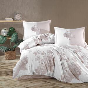 Set lenjerie pat clasy king size ROHAN V2, bumbac, alb/bej, 240x260 cm