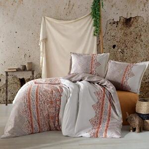 Set lenjerie pat clasy king size URBAN, bumbac, alb/bej/portocaliu, 24