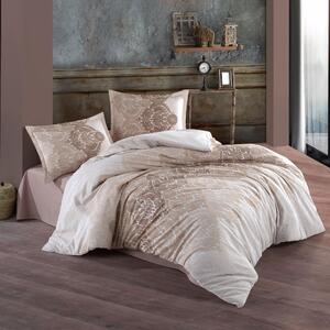 Set lenjerie pat clasy king size ZETA, bumbac, bej, 240x260 cm, cu cea