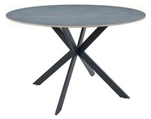 Masa rotunda TALIA, gri cu efect de marmura/negru mat, ceramica/metal
