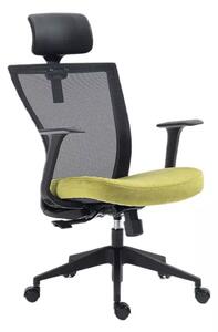 Scaun birou Q-328H, negru/verde, stofa/plasa, 62x48x97/107 cm