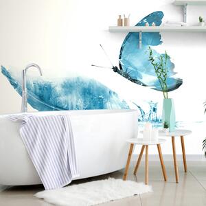 Tapet pană cu un fluture în design albastru