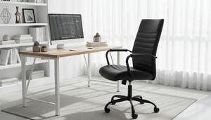 Scaun birou Q-306, negru, piele ecologica/metal, 58x51x106/116 cm