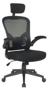 Scaun birou Q-060, negru, stofa/plasa, 66x50x118/126 cm