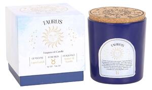 Lumanare zodiacala cu bucatele Lapis lazuli - Taur (aroma ambra si vanilie)