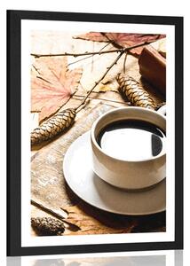 Poster cu passepartout o cană de cafea cu atingere de toamnă