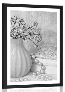 Poster cu passepartout natură moartă de lux în design alb-negru