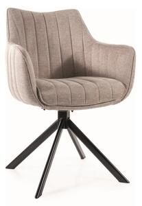 Scaun living rotativ AZALIA, bej/negru, stofa clasica/metal, 61x44x86