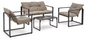 Set mobilier de exterior Houston 1459, Cappuccino, Negru, Tapiterie, Metal, 32.1 kg