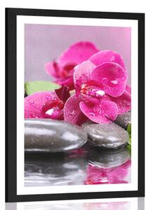 Poster cu passepartout orhidee cu atingere de relaxare