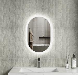 Erga Demi, oglindă ovală LED 40x60cm, 3 culori de lumină, iluminare frontală, pernă încălzitoare anti-aburire, ERG-V01-DEMI-4060-CL
