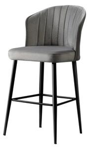 Set 4 scaune bar RUBI, gri/negru, stofa catifelata/metal, 52x42x97 cm
