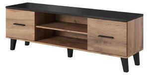 Comoda TV LOTTA, stejar wotan/negru, PAL, 160x40x53 cm