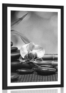 Poster cu passepartout Feng Shui natură moartă în design alb-negru