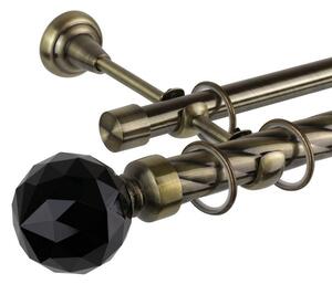 Galerie dubla bara twist Cristal Noir 25/19, auriu antic - 240 cm