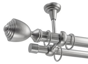 Galerie dubla bara simpla Pluton cu prindere în tavan 25/19 - metal, argintiu - 300 cm