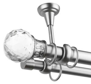 Galerie dubla bara simpla Cristal Odeon cu prindere în tavan 25/19 - metal, argintiu - 240 cm