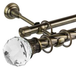 Galerie dubla bara twist Cristal Odeon 25/19 - auriu antic - 160 cm