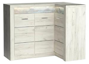 Comoda INDIANAPOLIS I15 dreapta, stejar craft alb, PAL laminat, cu 3 u