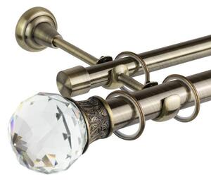 Galerie dubla bara simpla Cristal Odeon 25/19 - auriu antic - 160 cm