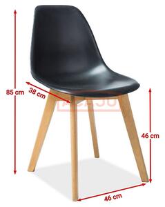 Scaun din lemn si plastic negru Moris, 46X38X85