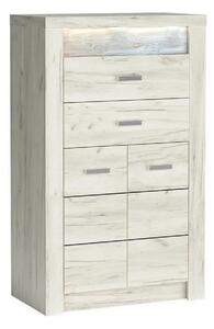 Comoda INDIANAPOLIS I6, stejar craft alb, PAL laminat, cu 2 sertare, 2