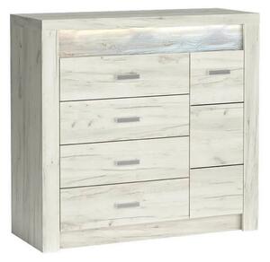 Comoda INDIANAPOLIS I17, stejar craft alb, PAL laminat, cu 4 sertare