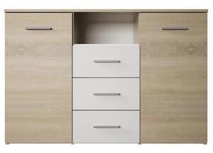Comoda GABRIELA, stejar sonoma/alb, PAL laminat, 120x38x80 cm