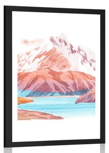 Poster cu passepartout peisajul montan frumos
