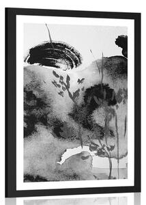 Poster cu passepartout pictura cerului japonez în design alb-negru
