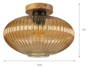 Plafonieră MILOU WOOD 1xE27/15W/230V stejar/bej fumuriu, diam. 29 cm
