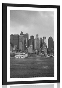 Poster cu passepartout New York unic în design alb-negru