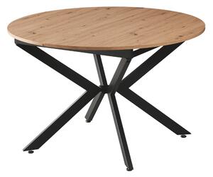 Masa rotunda bucatarie extensibila ABERO TIP 2, stejar artisan/negru