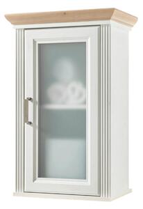 Dulap baie suspendat JASMIN, alb/stejar artisan, PAL, cu o usa, 48x33x