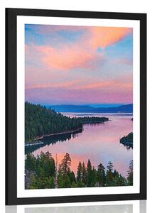Poster cu passepartout lacul la apus de soare