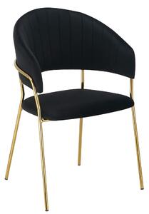Scaun DASMIN TIP 1, negru/auriu, stofa catifelata/metal, 57x53x84 cm