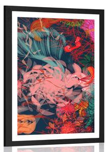 Poster cu passepartout flori abstracte